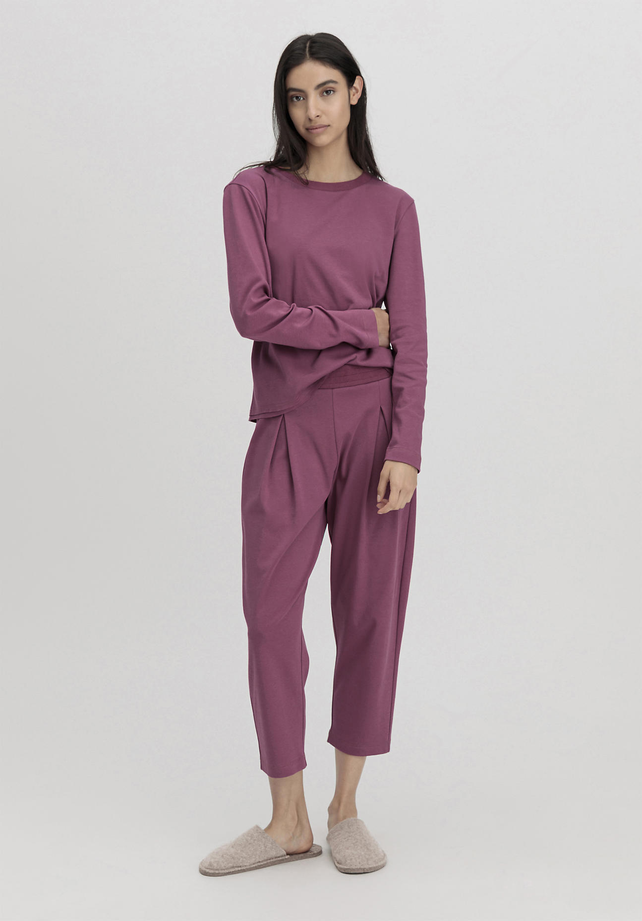 hessnatur Damen Pyjama Regular PURE NATURE aus Bio-Baumwolle - lila Grösse34 von hessnatur