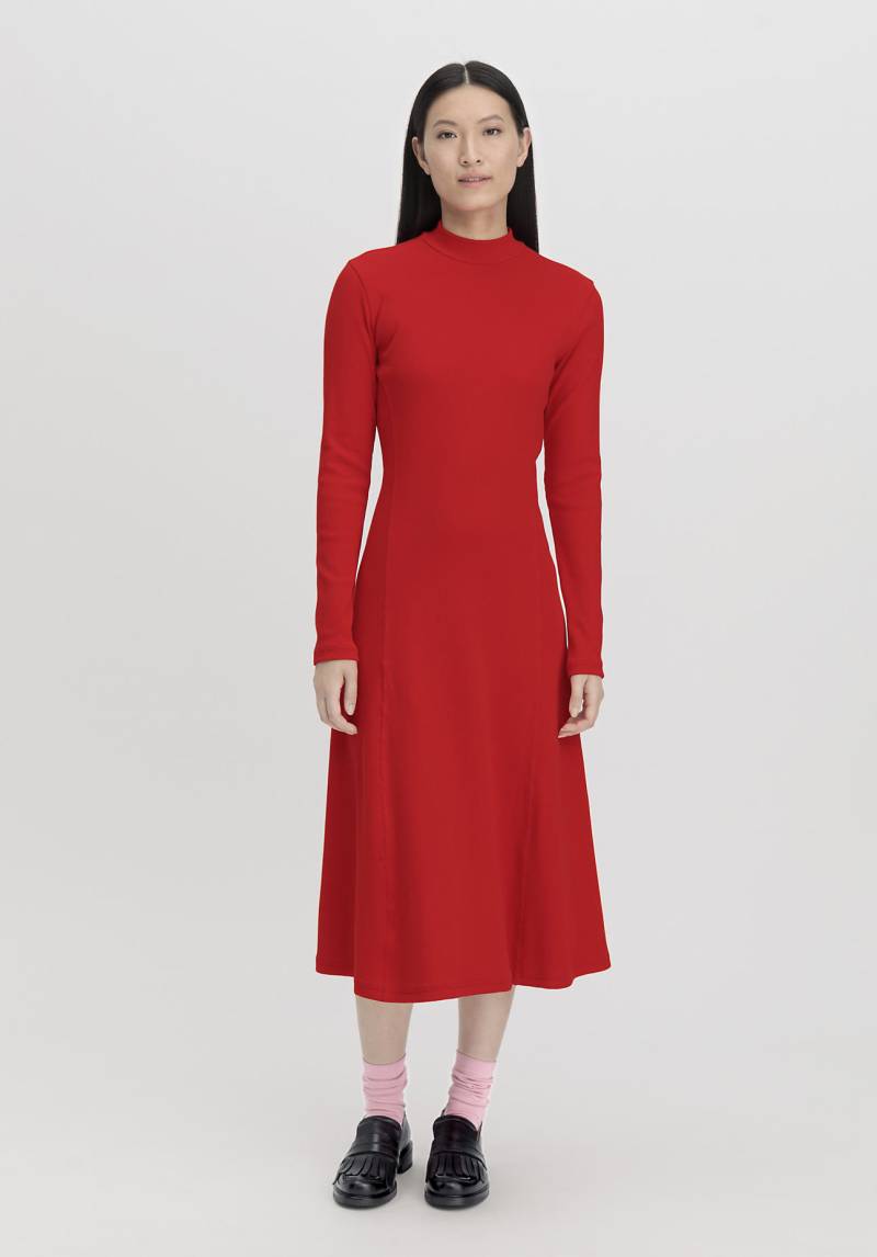 hessnatur Damen Rib Jersey Kleid Midi Slim aus Bio-Baumwolle - rot Grösse34 von hessnatur