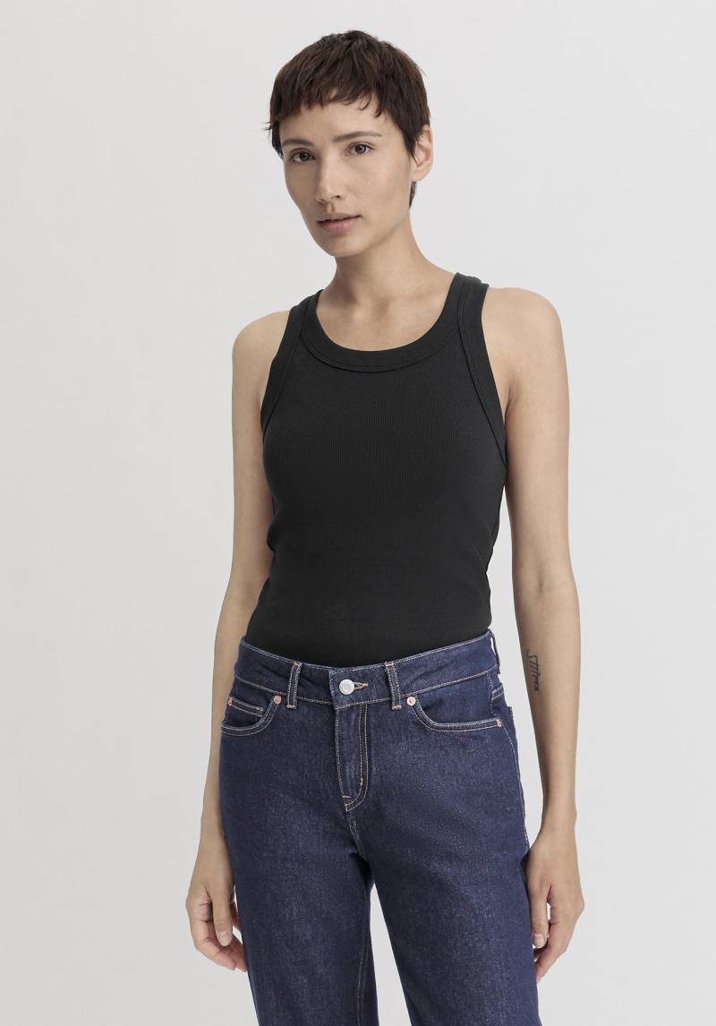 hessnatur Damen Rib Top Slim aus Bio-Baumwolle - schwarz Grösse36 von hessnatur