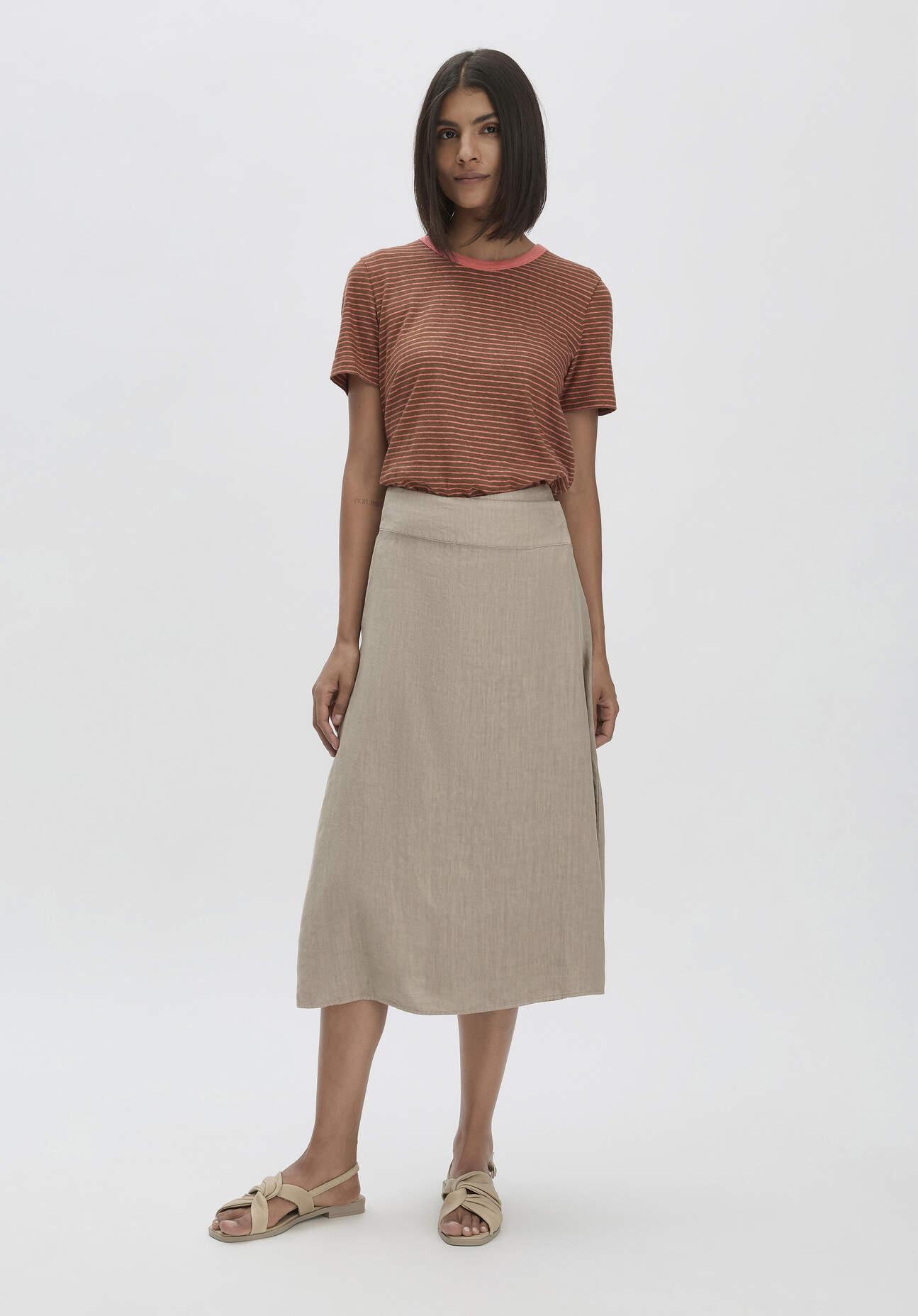hessnatur Damen Rock Midi Regular aus Leinen - beige Grösse48 hessnatur Damen Rock Midi Regular aus Leinen - beige Grösse48 von hessnatur