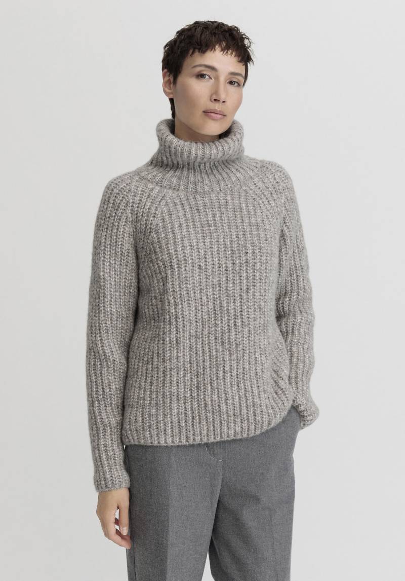 hessnatur Damen Rollkragen Pullover Relaxed aus Alpaka mit Bio-Baumwolle - grau GrösseS von hessnatur