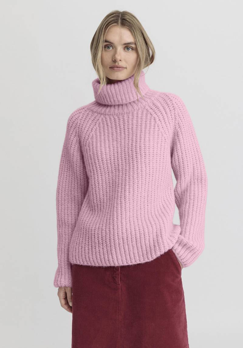 hessnatur Damen Rollkragen Pullover Relaxed aus Alpaka mit reiner Bio-Baumwolle - rosa GrösseS von hessnatur