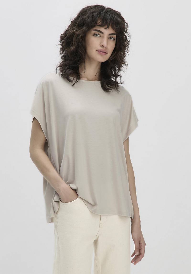 hessnatur Damen Shirt Oversize aus TENCEL™ Lyocell mit Bio-Baumwolle - beige GrösseL von hessnatur