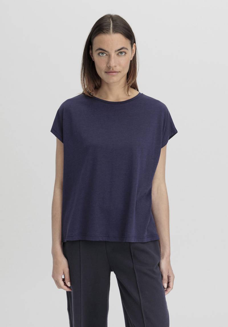 hessnatur Damen Shirt Oversize aus TENCEL™ Lyocell mit Bio-Baumwolle - blau GrösseXL von hessnatur