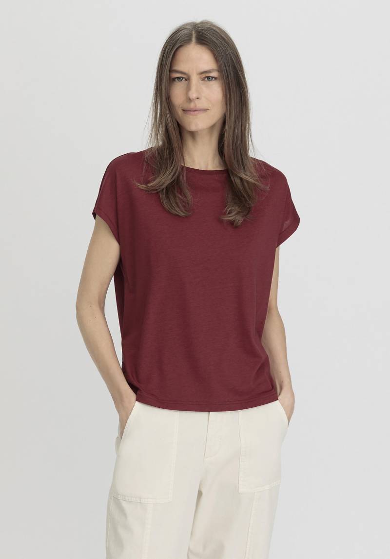 hessnatur Damen Shirt Oversize aus TENCEL™ Lyocell mit Bio-Baumwolle - rot GrösseL von hessnatur