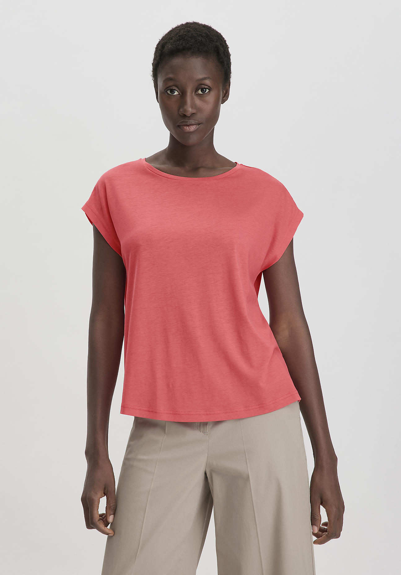 hessnatur Damen Shirt Oversize aus TENCEL™ Lyocell mit Bio-Baumwolle - rot GrösseM von hessnatur