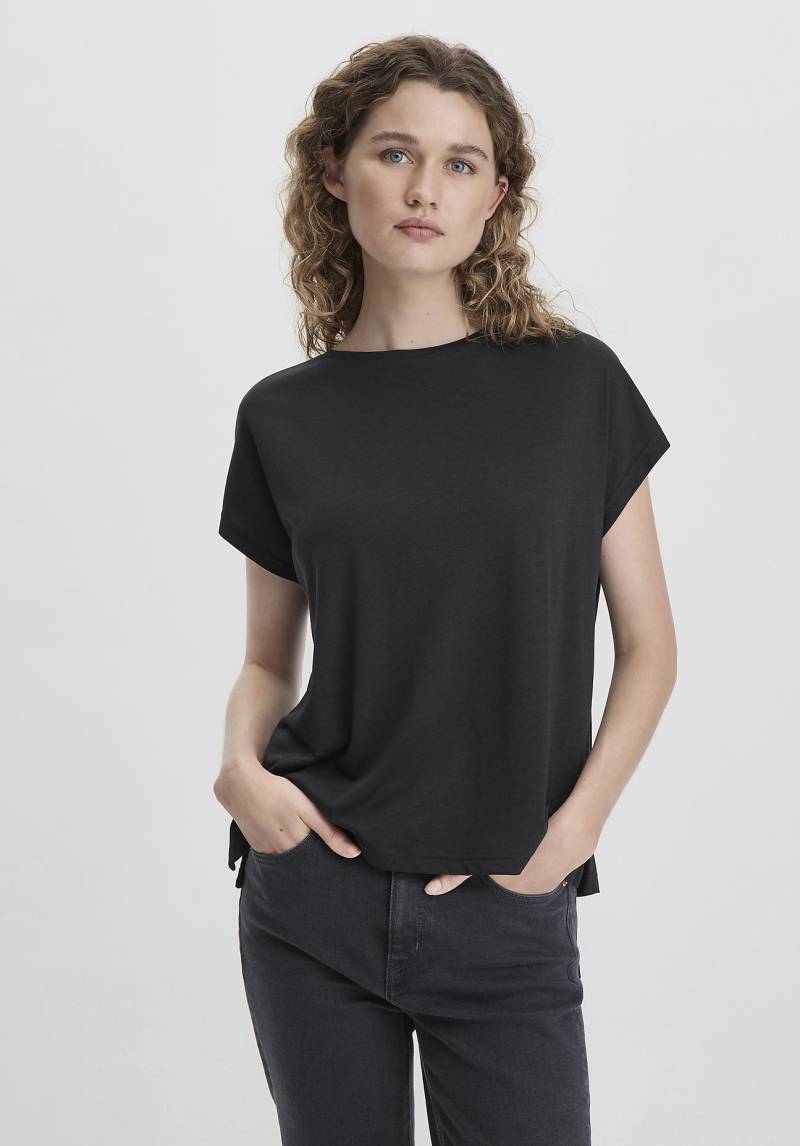 hessnatur Damen Shirt Oversize aus TENCEL™ Lyocell mit Bio-Baumwolle - schwarz GrösseXL von hessnatur