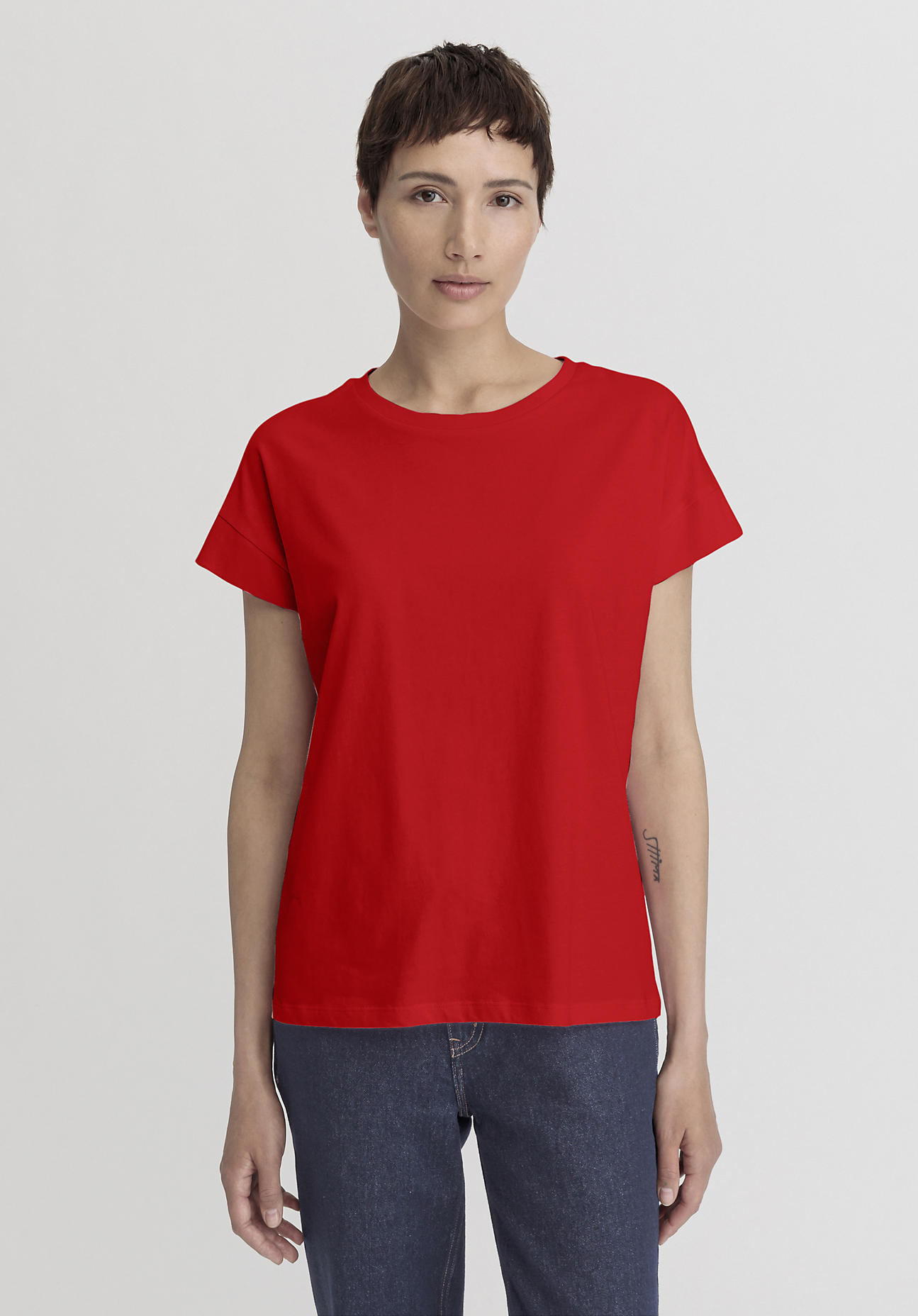 hessnatur Damen Shirt Relaxed aus Bio-Baumwolle - rot Grösse34 von hessnatur