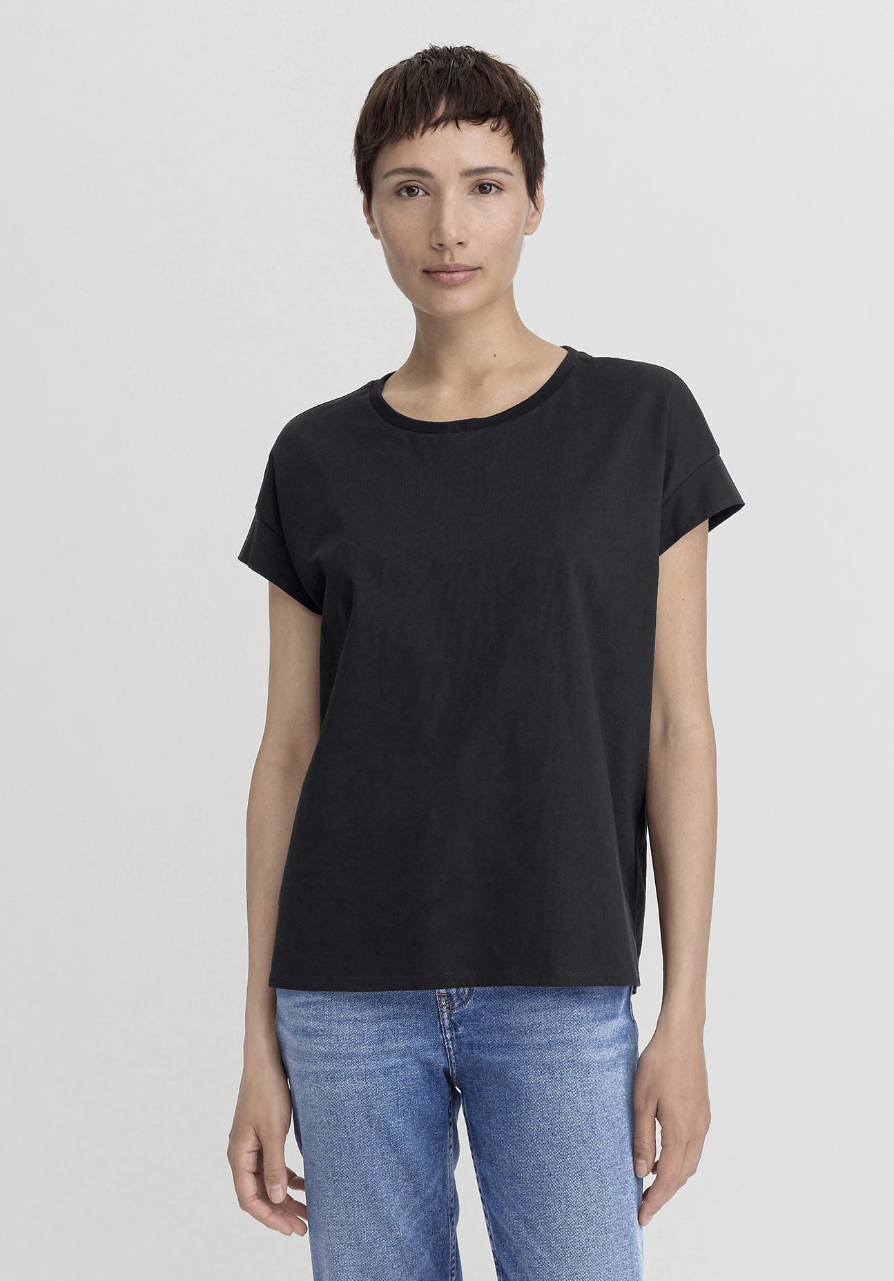 hessnatur Damen Shirt Relaxed aus Bio-Baumwolle - schwarz Grösse40 von hessnatur