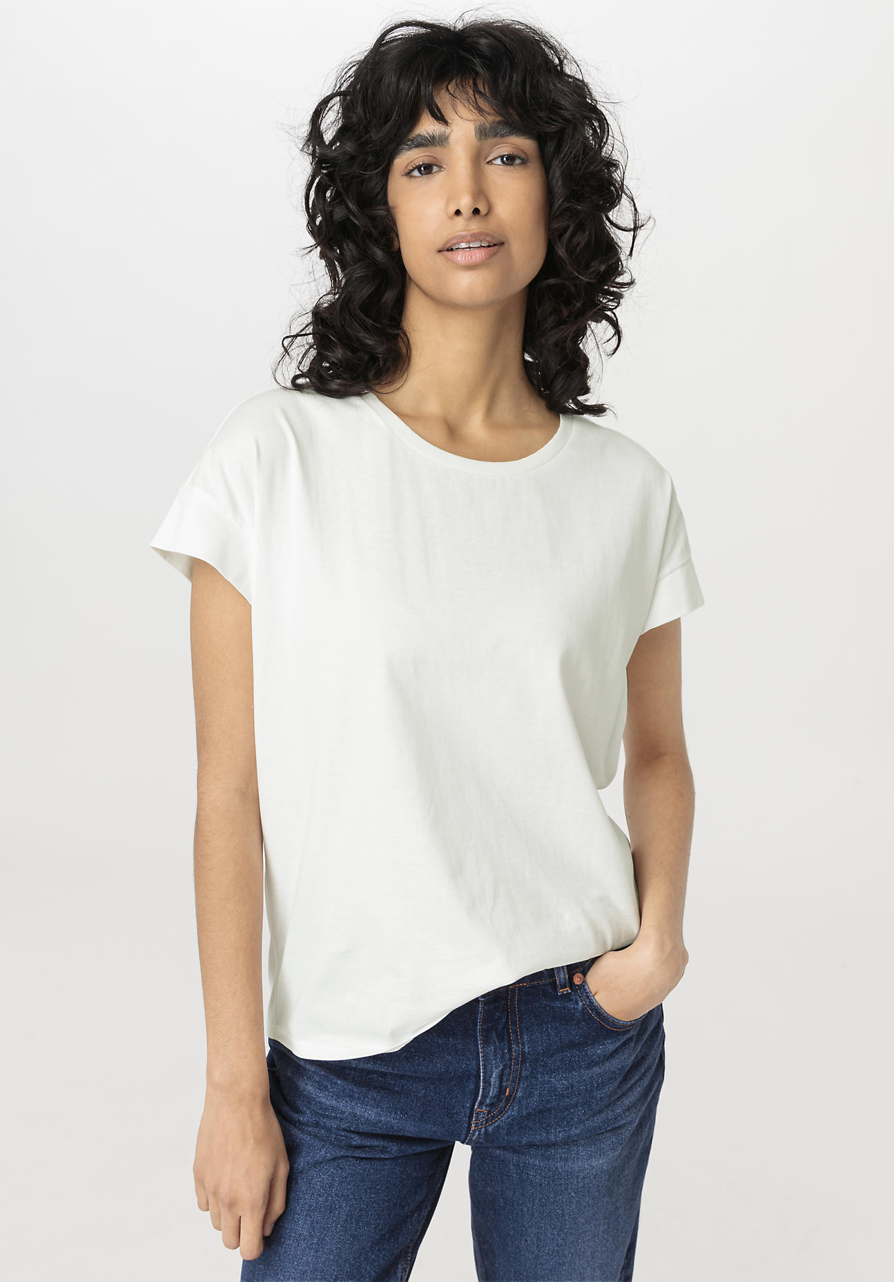 hessnatur Damen Shirt Relaxed aus Bio-Baumwolle - weiß Grösse42 von hessnatur