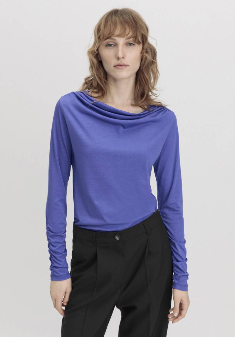 hessnatur Damen Shirt Slim aus TENCEL™ Lyocell mit Bio-Baumwolle - blau Grösse34 von hessnatur