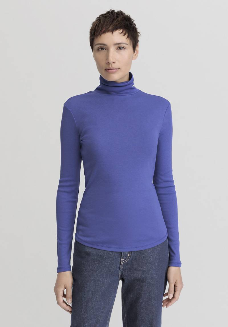 hessnatur Damen Soft Rib Rollkragen Shirt Fitted aus Bio-Baumwolle und TENCEL™ Modal - blau Grösse34 von hessnatur