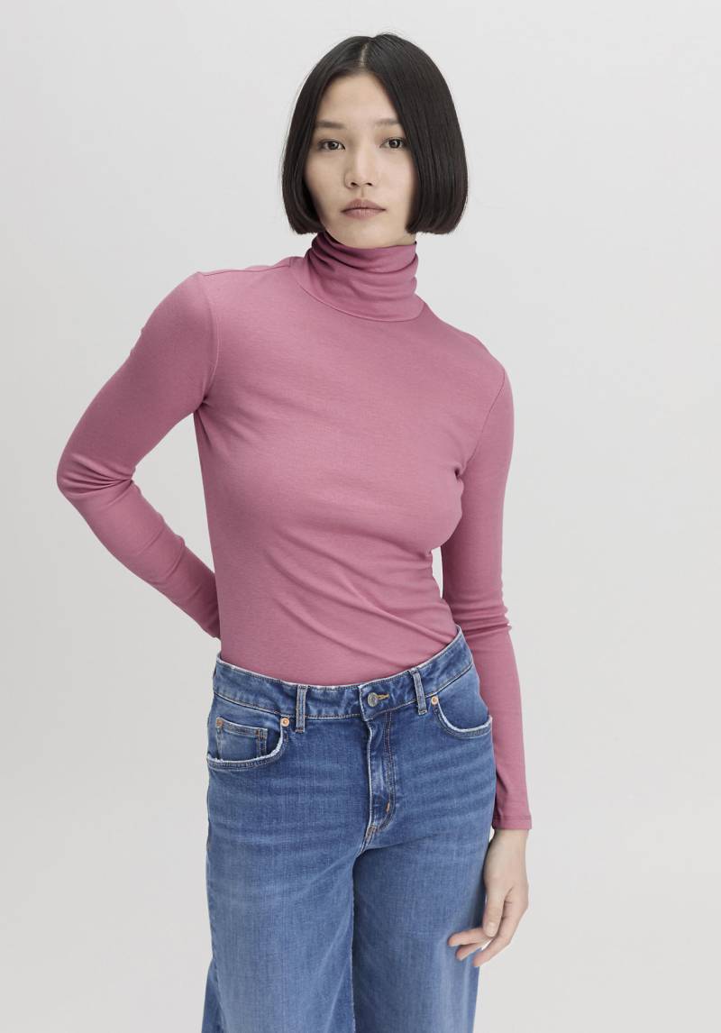 hessnatur Damen Soft Rib Rollkragen Shirt Fitted aus Bio-Baumwolle und TENCEL™ Modal - rosa Grösse34 von hessnatur