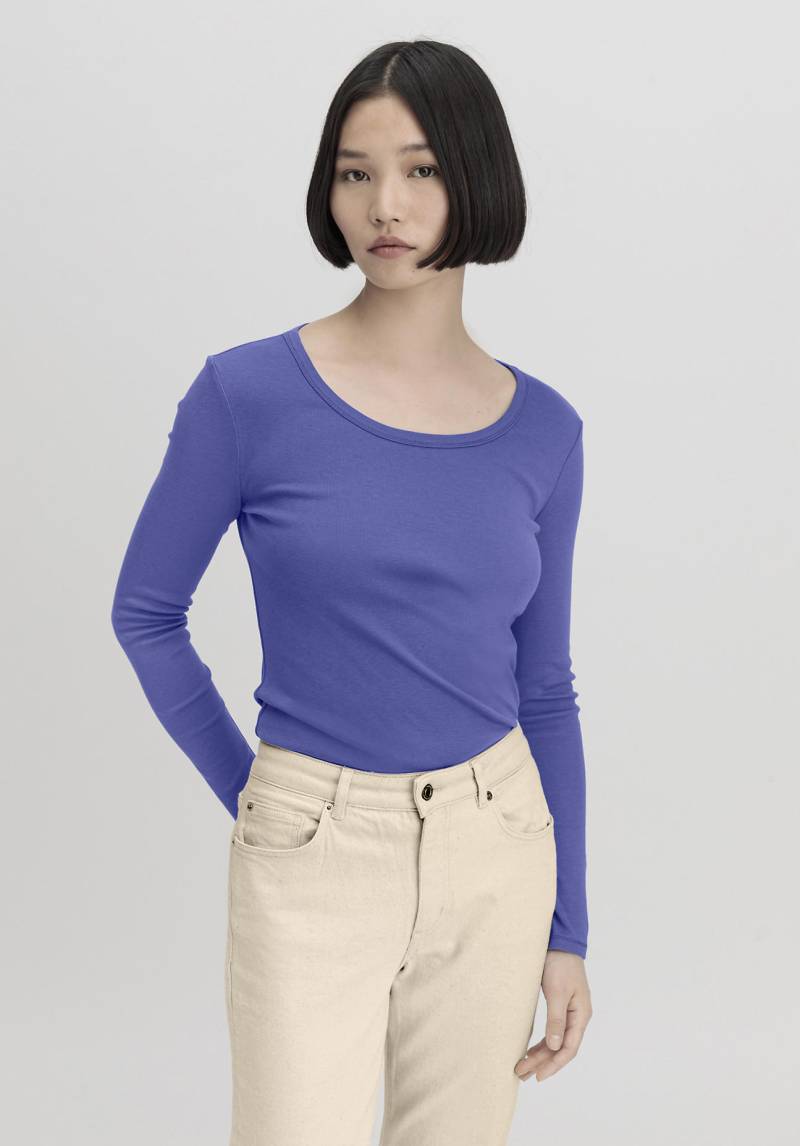 hessnatur Damen Softrib Shirt Fitted aus Bio-Baumwolle mit TENCEL™ Modal - blau Grösse40 von hessnatur