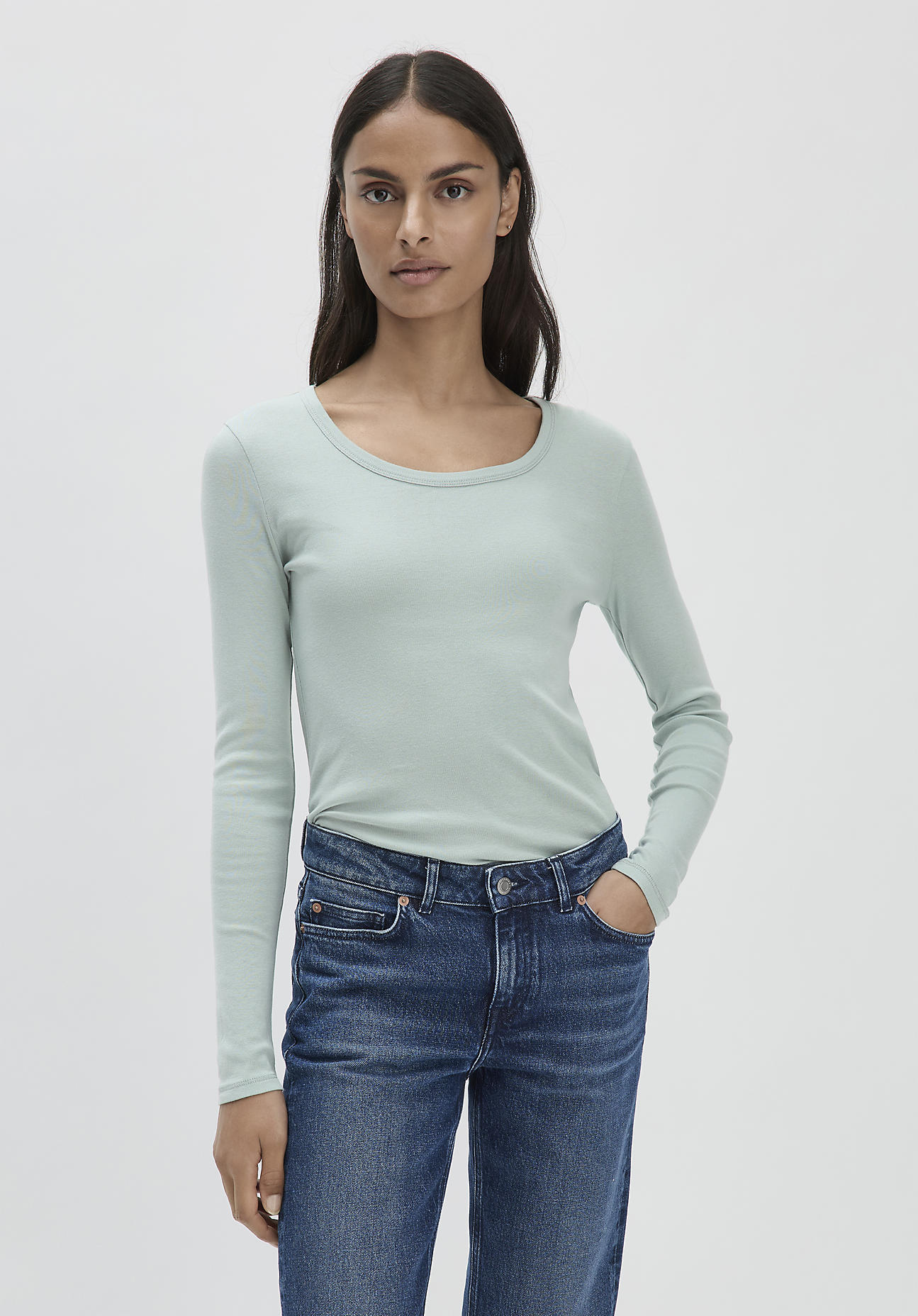 hessnatur Damen Softrib Shirt Fitted aus Bio-Baumwolle mit TENCEL™ Modal - gelb Grösse34 von hessnatur