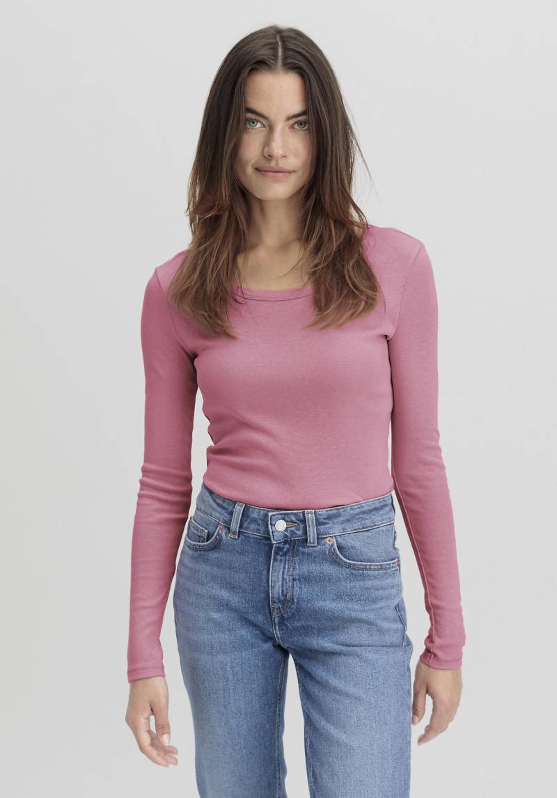 hessnatur Damen Softrib Shirt Fitted aus Bio-Baumwolle mit TENCEL™ Modal - rosa Grösse34 von hessnatur