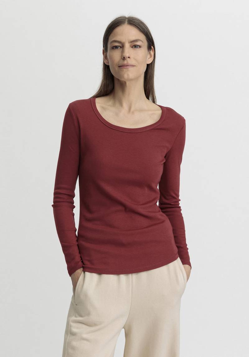 hessnatur Damen Softrib Shirt Fitted aus Bio-Baumwolle mit TENCEL™ Modal - rot Grösse38 von hessnatur