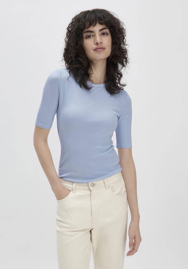 hessnatur Damen Softrib Shirt Fitted aus Bio-Baumwolle und TENCEL™ Modal - blau Grösse42 von hessnatur