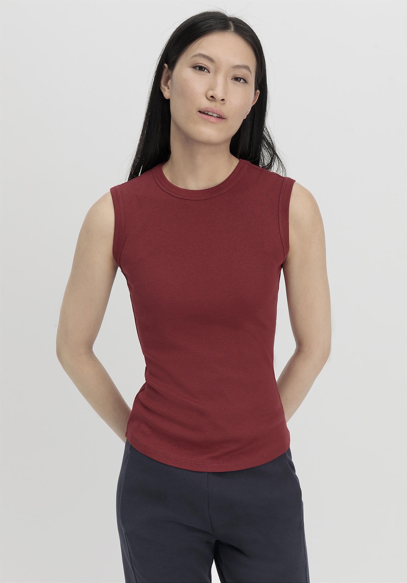 hessnatur Damen Softrib Top Fitted aus Bio-Baumwolle und TENCEL™ Modal - rot Grösse34 von hessnatur