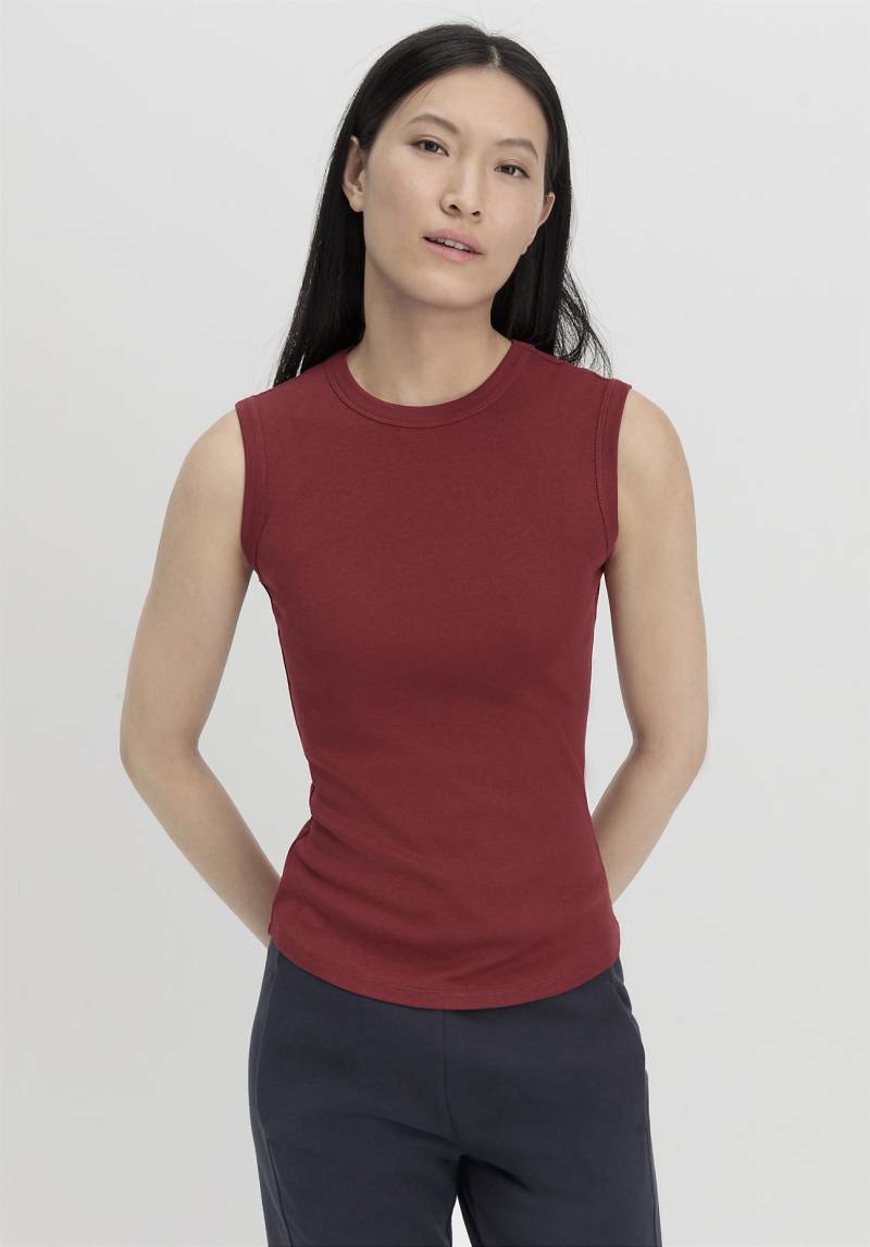 hessnatur Damen Softrib Top Fitted aus Bio-Baumwolle und TENCEL™ Modal - rot Grösse36 von hessnatur