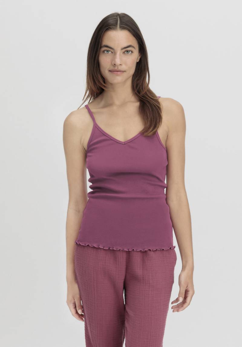 hessnatur Damen Spaghetti-Top V-Neck Fitted 2er-Set PURE NATURE aus Bio-Baumwolle - lila Grösse42 von hessnatur