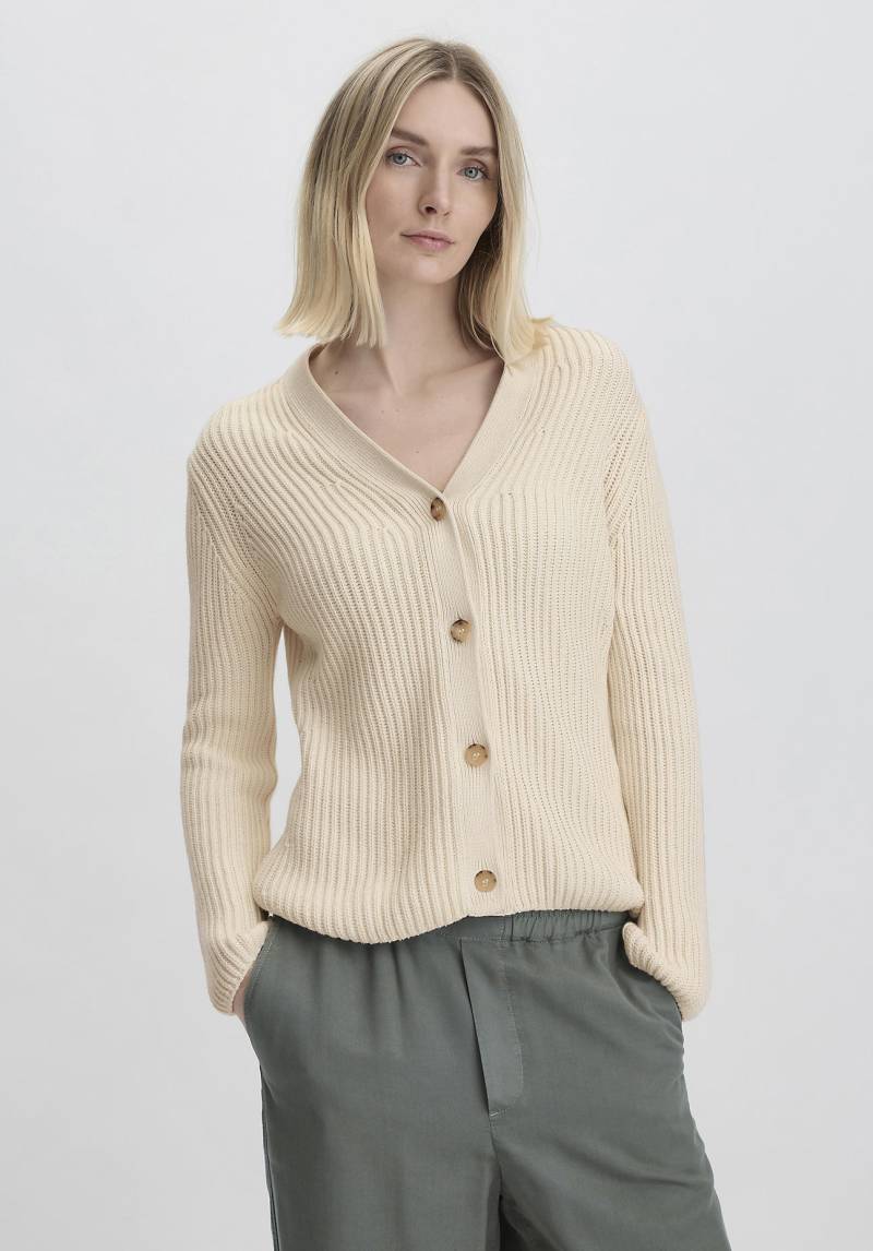 hessnatur Damen Strick Jacke Regular aus Bio-Baumwolle - beige GrösseM von hessnatur