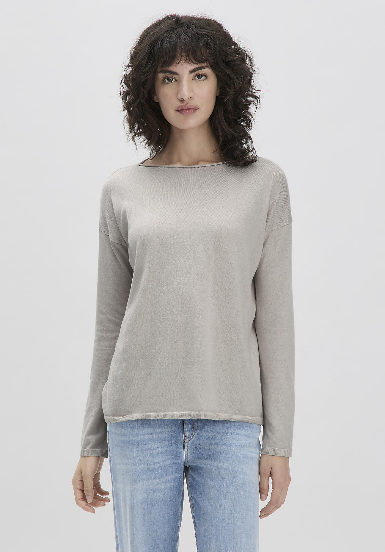 hessnatur Damen Strick Pullover Oversized aus modernem TENCEL Lyocell mit Bio-Baumwolle - beige GrösseL von hessnatur