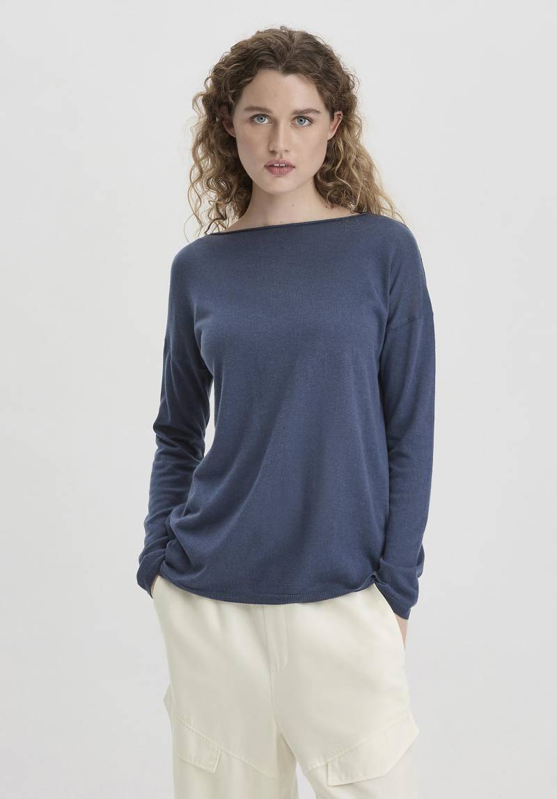 hessnatur Damen Strick Pullover Oversized aus modernem TENCEL Lyocell mit Bio-Baumwolle - blau GrösseS von hessnatur