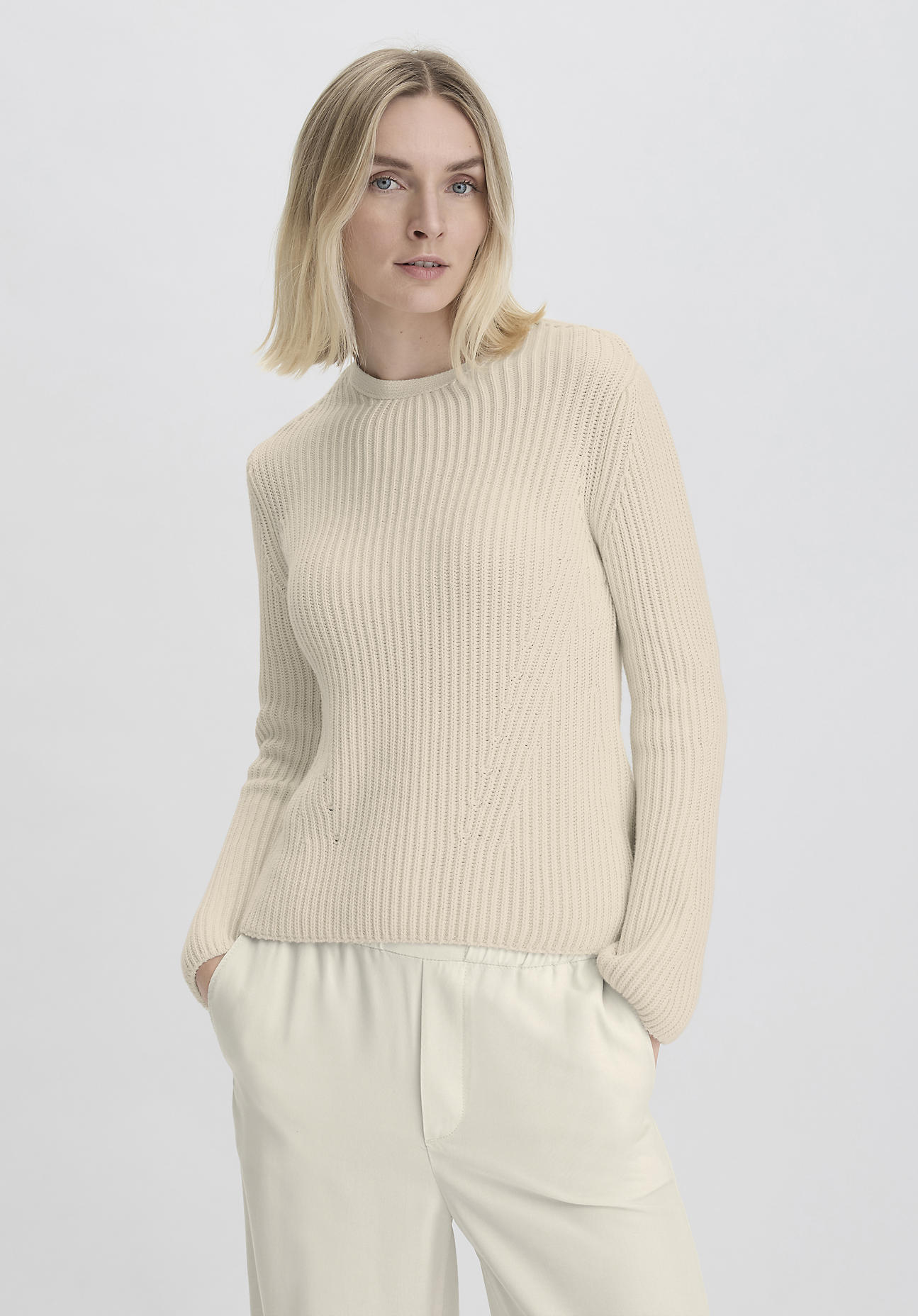 hessnatur Damen Strick Pullover Regular aus Bio-Baumwolle - beige GrösseM von hessnatur