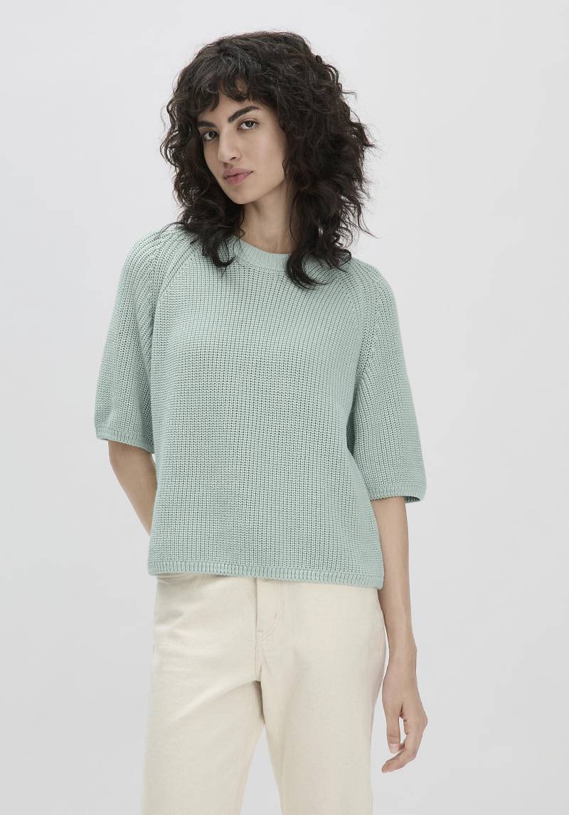 hessnatur Damen Strick Pullover Relaxed aus Bio-Baumwolle - grün GrösseL von hessnatur