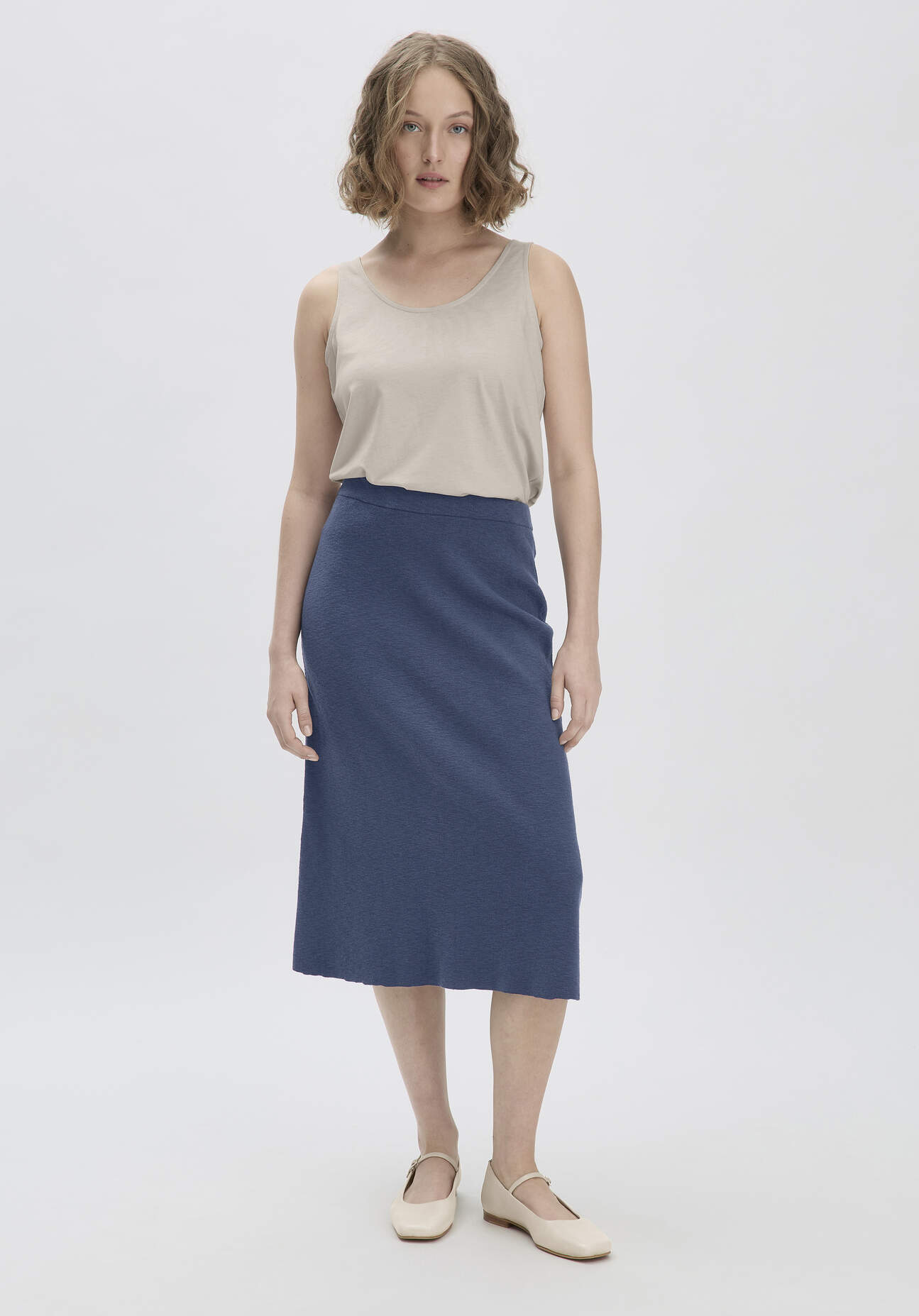 hessnatur Damen Strick Rock Midi Regular aus Bio-Baumwolle - blau GrösseS hessnatur Damen Strick Rock Midi Regular aus Bio-Baumwolle - blau GrösseS von hessnatur