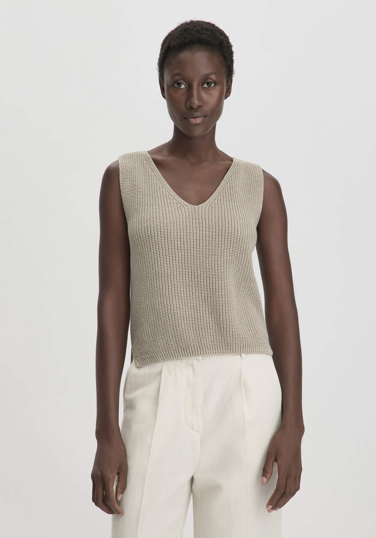 hessnatur Damen Strick Top Regular aus Bio-Baumwolle - beige GrösseM hessnatur Damen Strick Top Regular aus Bio-Baumwolle - beige GrösseM von hessnatur