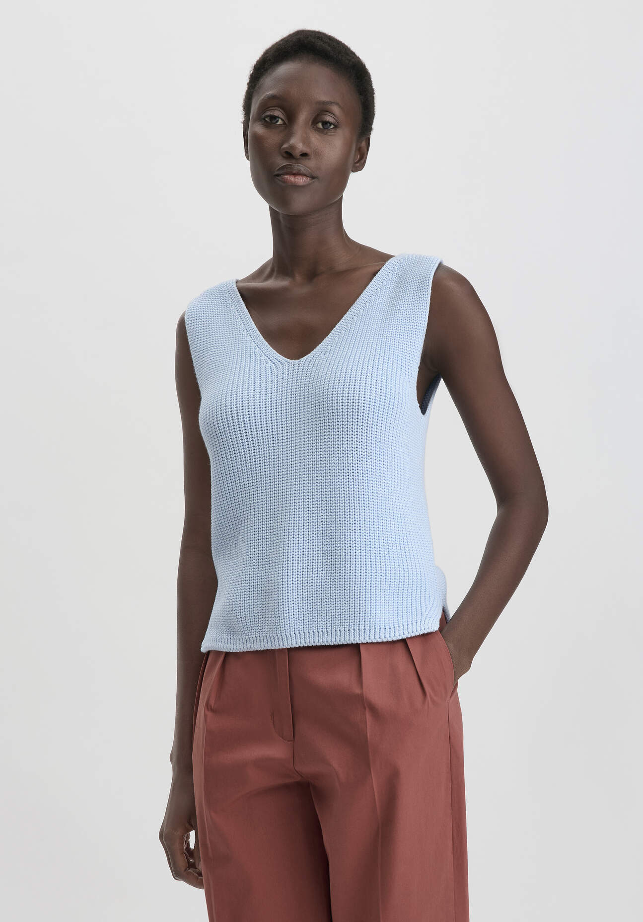 hessnatur Damen Strick Top Regular aus Bio-Baumwolle - blau GrösseL hessnatur Damen Strick Top Regular aus Bio-Baumwolle - blau GrösseL von hessnatur