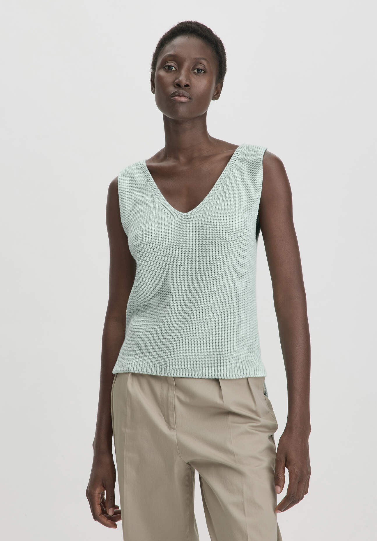 hessnatur Damen Strick Top Regular aus Bio-Baumwolle - grün GrösseXS hessnatur Damen Strick Top Regular aus Bio-Baumwolle - grün GrösseXS von hessnatur