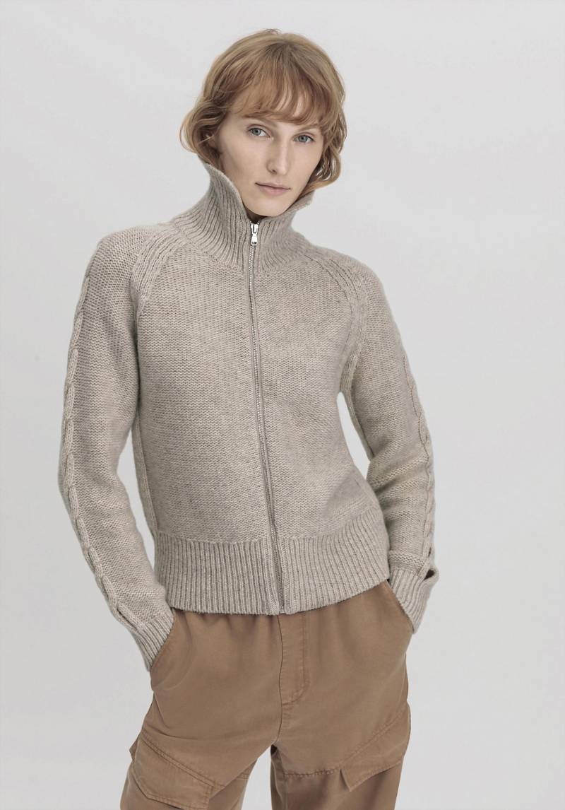 hessnatur Damen Strickjacke Regular aus Merinowolle - beige GrösseL von hessnatur