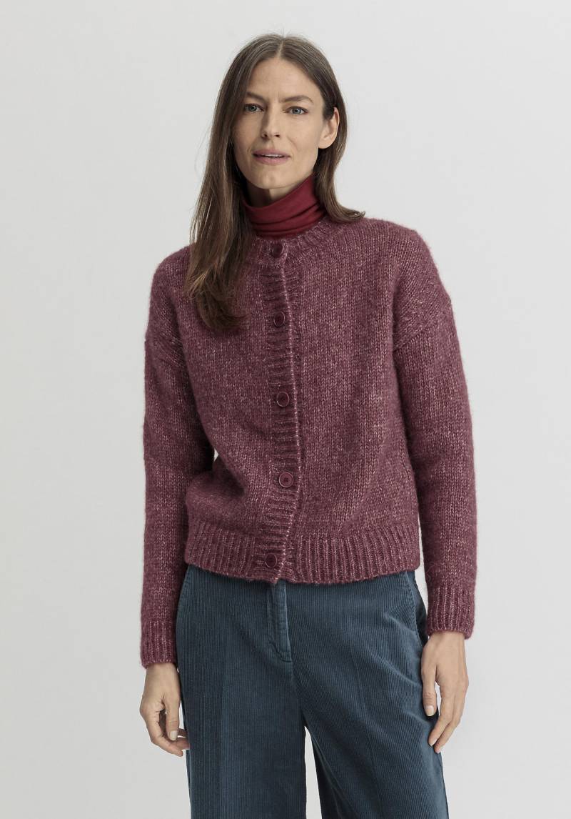 hessnatur Damen Strickjacke Relaxed aus Bio-Baumwolle mit Alpaka - rot GrösseL von hessnatur