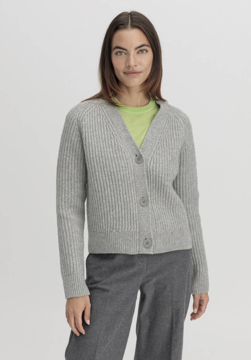 hessnatur Damen Strickjacke Relaxed aus Bio-Baumwolle und Schurwolle - grau GrösseS von hessnatur