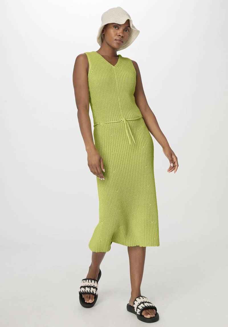 hessnatur Damen Strickkleid Midi Slim aus Bio-Baumwolle - grün GrösseM von hessnatur