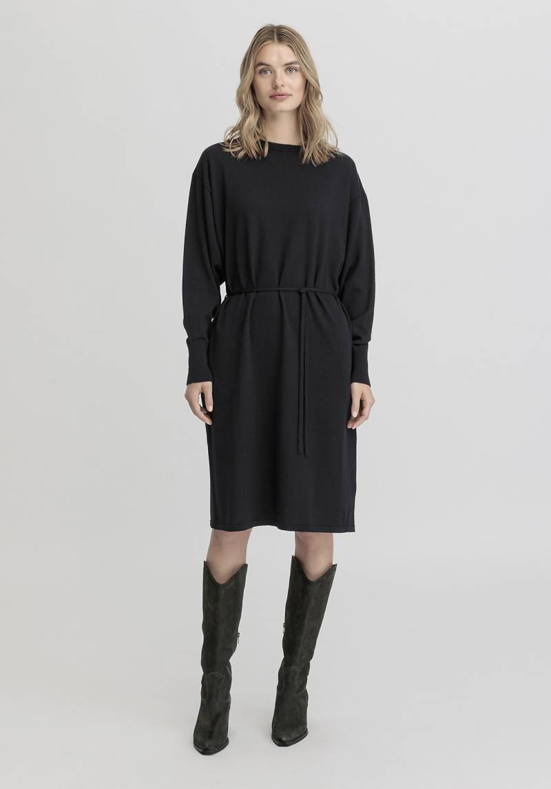 hessnatur Damen Strickkleid Oversize aus Merinowolle - schwarz GrösseL von hessnatur