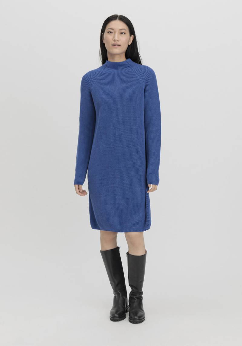 hessnatur Damen Strickkleid Regular aus Bio-Baumwolle - blau GrösseL von hessnatur