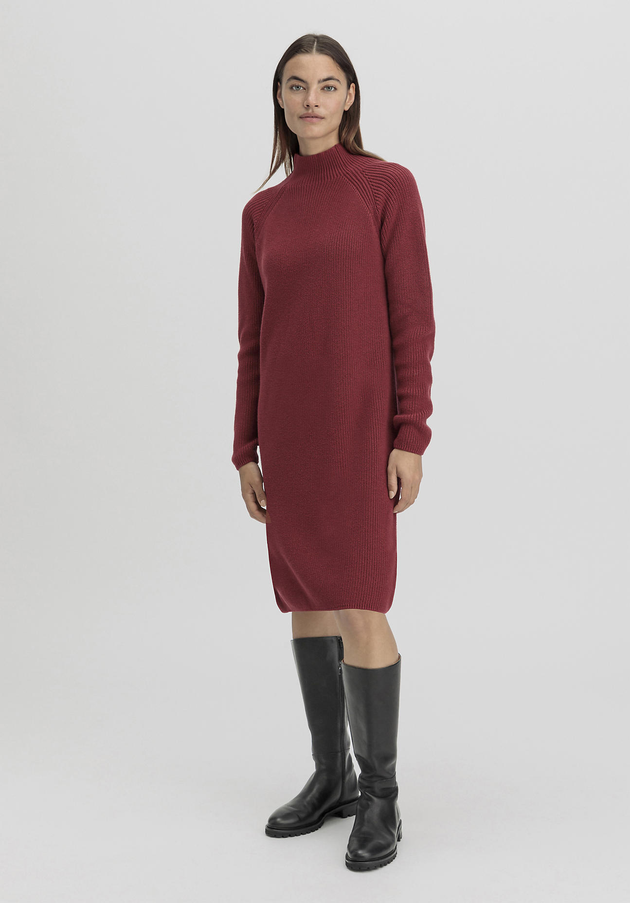 hessnatur Damen Strickkleid Regular aus Bio-Baumwolle - rot GrösseM von hessnatur