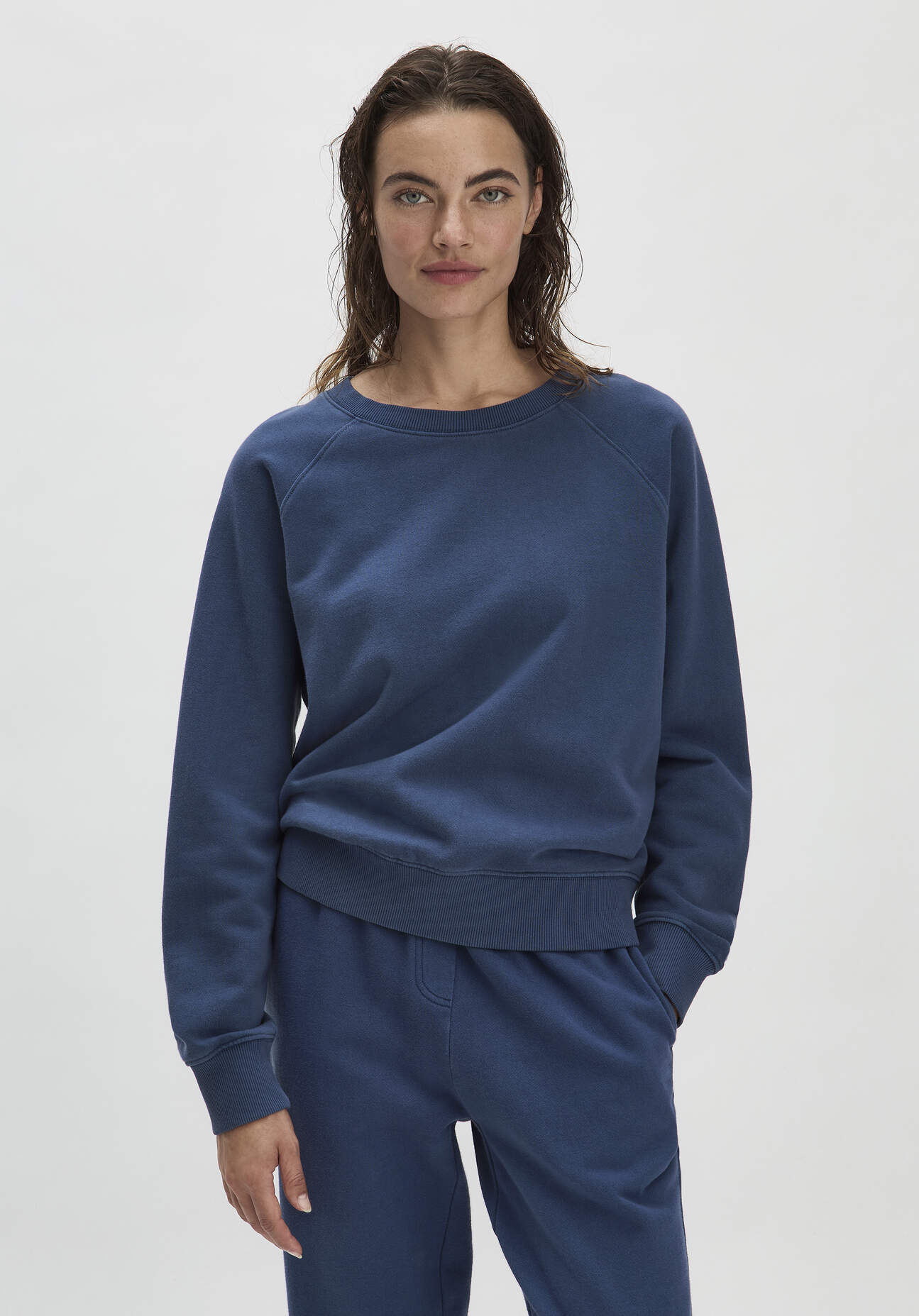 hessnatur Damen Sweatshirt Oversize - ozeanblau GrösseL von hessnatur