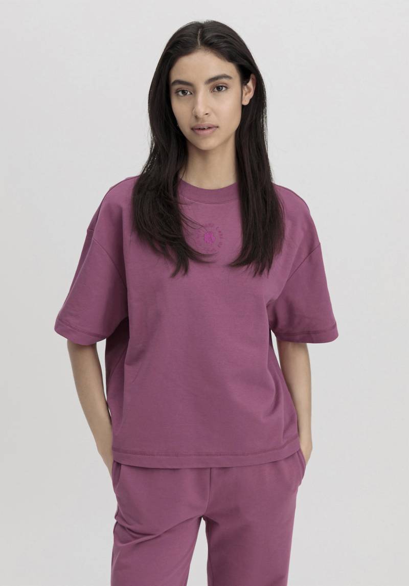 hessnatur Damen T-Shirt Cropped Oversize aus Bio-Baumwolle mit Kapok - lila Grösse36 von hessnatur