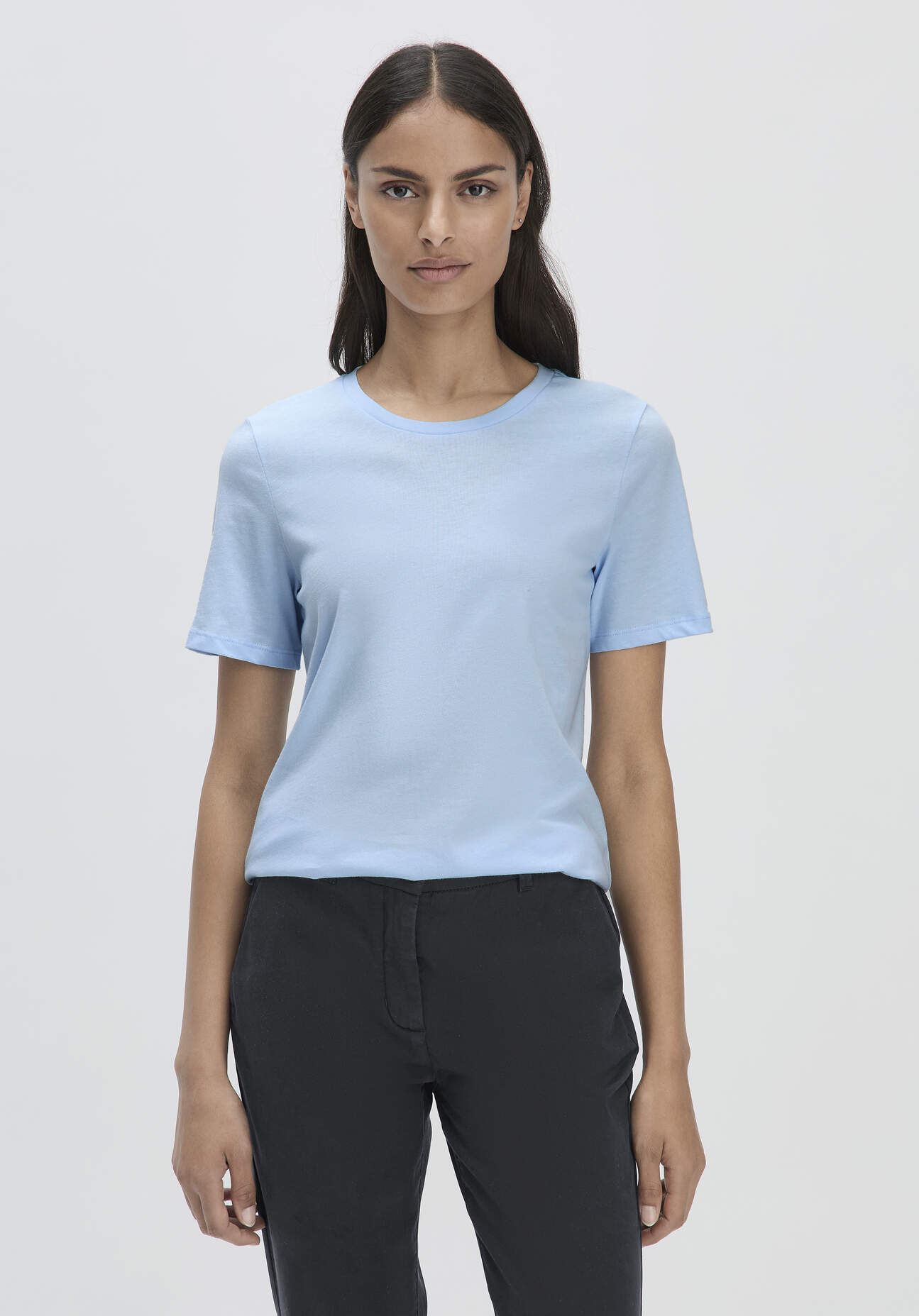 hessnatur Damen T-Shirt Regular aus Bio-Baumwolle - blau Grösse40 von hessnatur