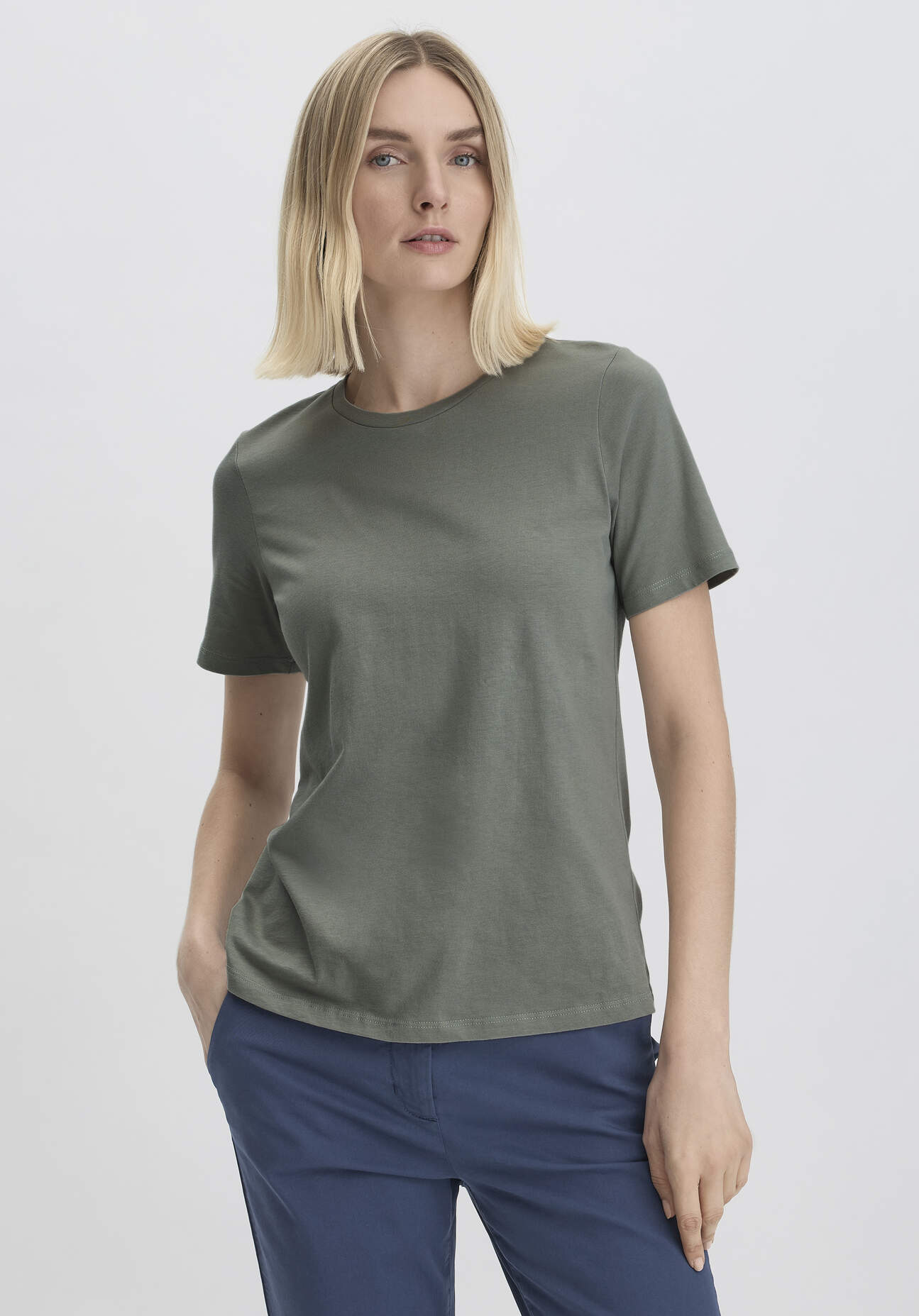 hessnatur Damen T-Shirt Regular aus Bio-Baumwolle - grün Grösse34 von hessnatur