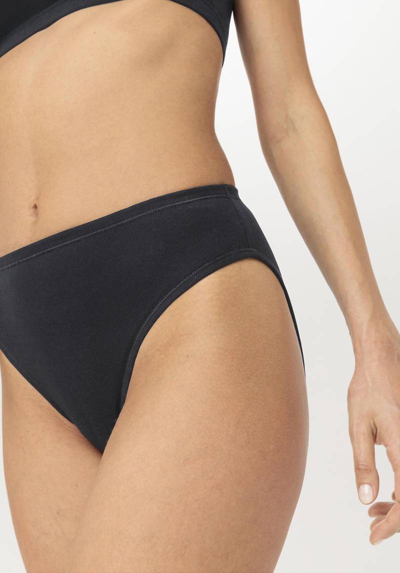 hessnatur Damen Taillenslip High Waist 2er-Set PURE NATURE aus Bio-Baumwolle - schwarz Grösse46 von hessnatur