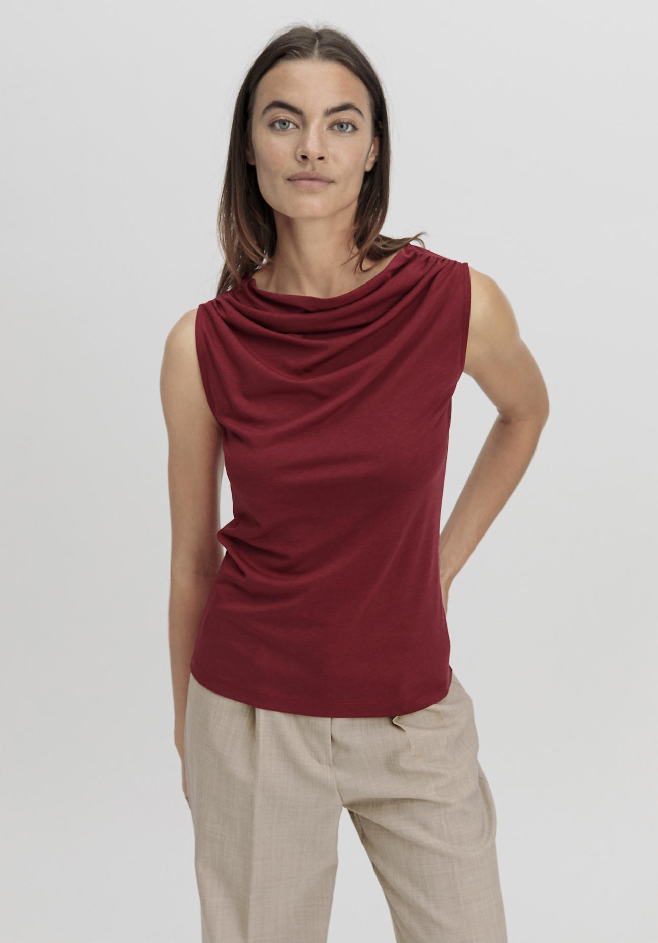 hessnatur Damen Top Slim aus TENCEL™ Lyocell mit Bio-Baumwolle - rot Grösse38 von hessnatur