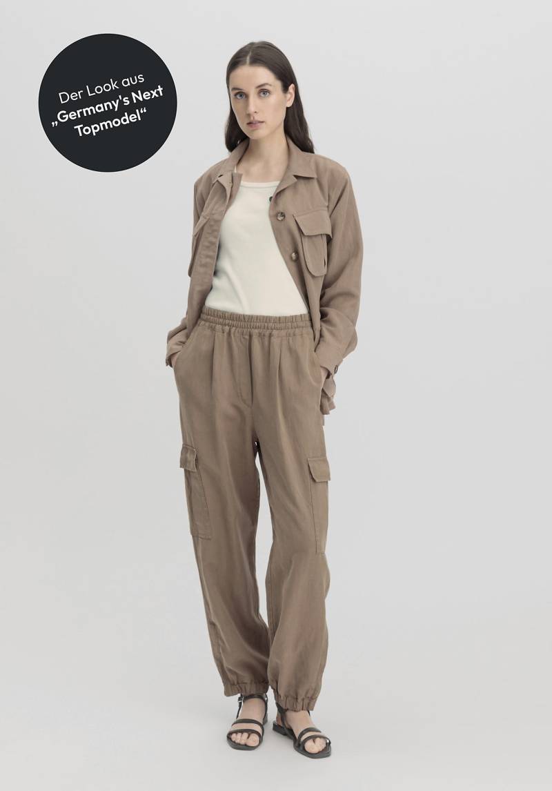 hessnatur Damen WUNDERKIND × hessnaturfarben Hose Relaxed aus Tencel™ Lyocell mit Leinen - beige Grösse34 von hessnatur