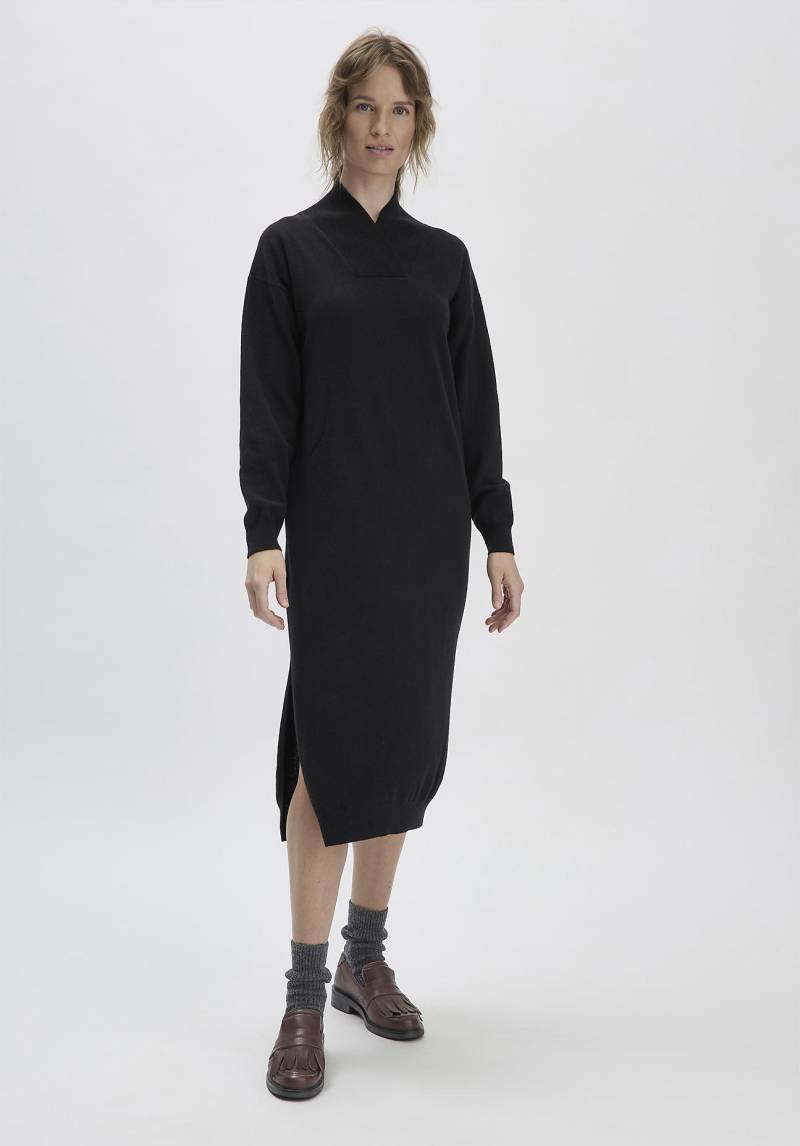 hessnatur Damen WUNDERKIND × HESSNATUR Strickkleid Midi Oversize aus Bio-Merinowolle mit Kaschmir - schwarz GrösseL von hessnatur