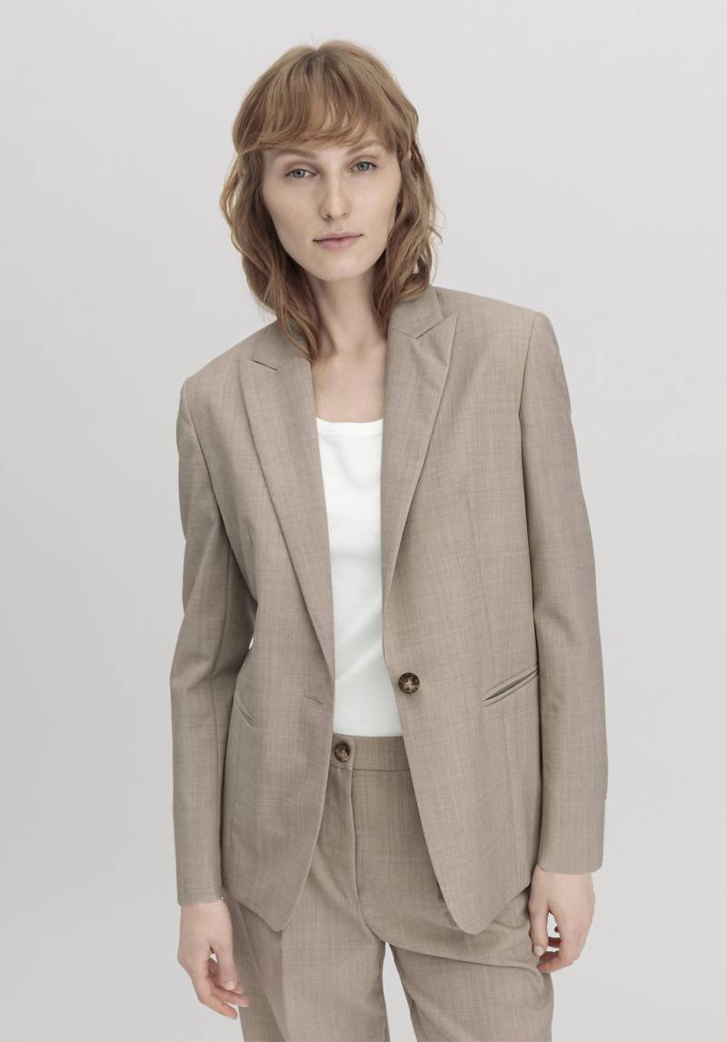 hessnatur Damen Woll-Blazer Relaxed aus Bio-Merinowolle - beige Grösse34 von hessnatur